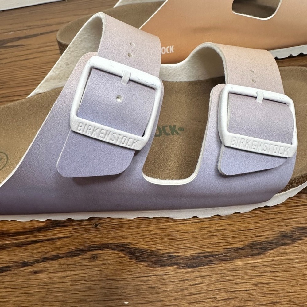 Birkenstock Arizona Softbed Sandals Size 41 US 10 Narrow Vegan Purple Fog Ombre - Picture 8 of 9